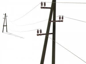 electricity pole 23 weathered 3D Model