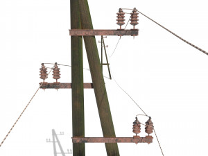 electricity pole 23 weathered 3D Model