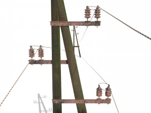 electricity pole 23 weathered 3D Model