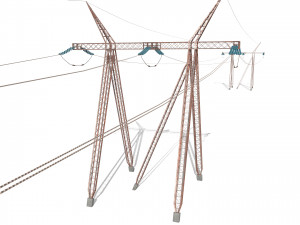 electricity pole 24 weathered Model 3D