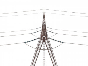electricity pole 24 weathered Model 3D