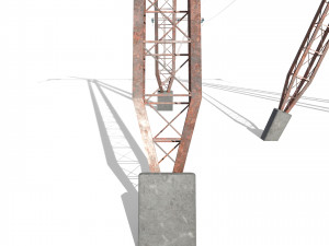 electricity pole 24 weathered Model 3D