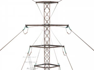 electricity pole 26 weathered 3D Model