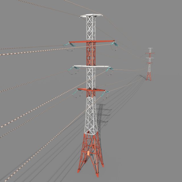 electricity pole 27 3D Модель .c4d .max .obj .3ds .fbx .stl .blend 