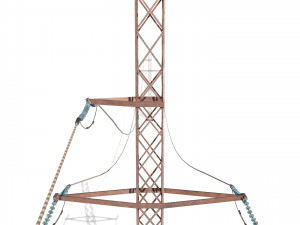electricity pole 28 weathered 3D Model
