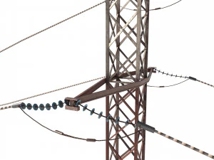 electricity pole 29 weathered 3D Model