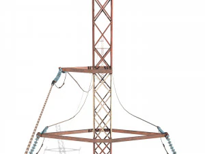 electricity pole 29 weathered 3D Model