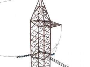 electricity pole 30 weathered 3D Model