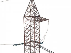electricity pole 30 weathered 3D Model