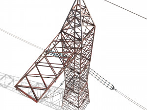 electricity pole 30 weathered 3D Model