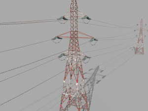 electricity pole 32 weathered 3D Model