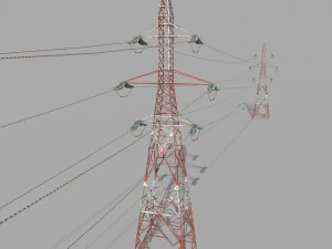 electricity pole 32 weathered 3D Model