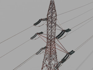 electricity pole 32 weathered 3D Модель
