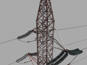 electricity pole 32 weathered 3D Модель