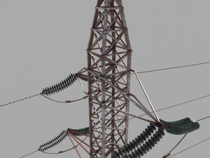 electricity pole 32 weathered 3D Model