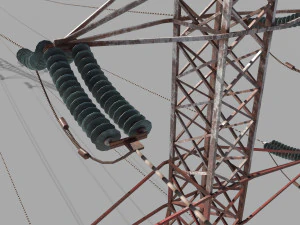 electricity pole 32 weathered 3D Model
