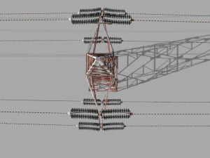 electricity pole 32 weathered 3D Model