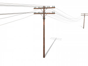 electricity pole 33 weathered 3D Model