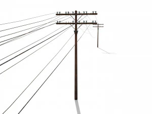 electricity pole 33 weathered 3D Model