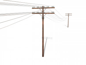 electricity pole 33 weathered 3D 모델