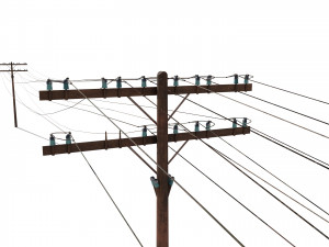 electricity pole 33 weathered 3D 모델