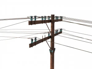 electricity pole 33 weathered 3D Model