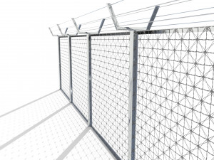low poly modular fence 3 Model 3D