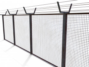 low poly modular fence 8 Model 3D