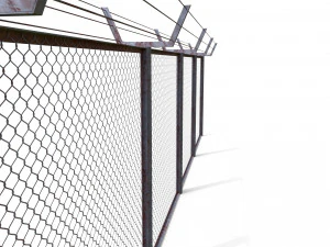 low poly modular fence 10 3D Model
