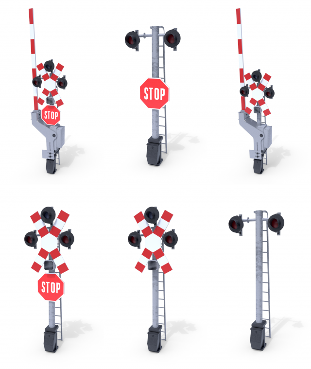 rail crossing traffic light pack 1 3D-Modell .c4d .max .obj .3ds .fbx .stl .blend 