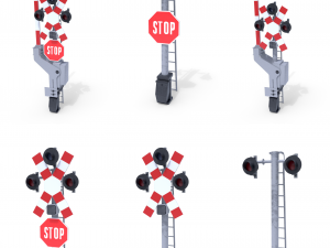 rail crossing traffic light pack 1 3D Model