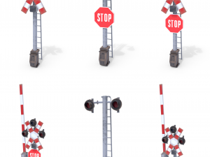 rail crossing traffic light pack 2 3Dモデル