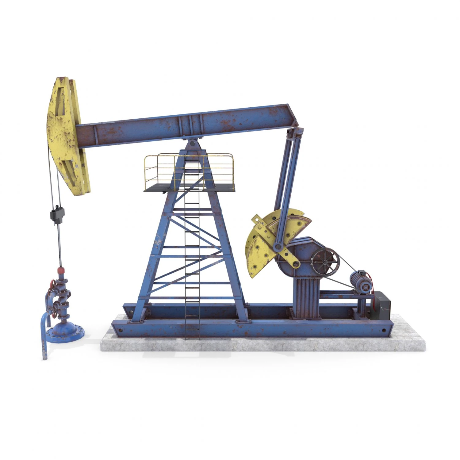 oil pumpjack animated weathered 1 3D Model .c4d .max .obj .3ds .fbx .stl .blend