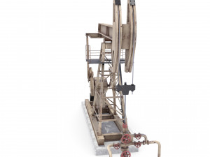 oil pumpjack animated weathered 3 3D Model