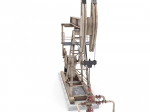 oil pumpjack animated weathered 3 3D Model