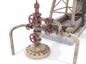oil pumpjack animated weathered 3 3D Model