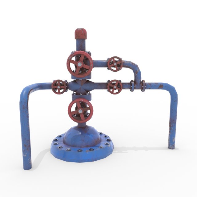 oil pumpjack wellhead weathered 1 Modelo 3D .c4d .max .obj .3ds .fbx .stl .blend 