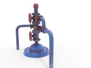 oil pumpjack wellhead weathered 1 3D Model