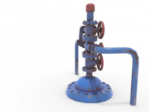 oil pumpjack wellhead weathered 1 3D Model