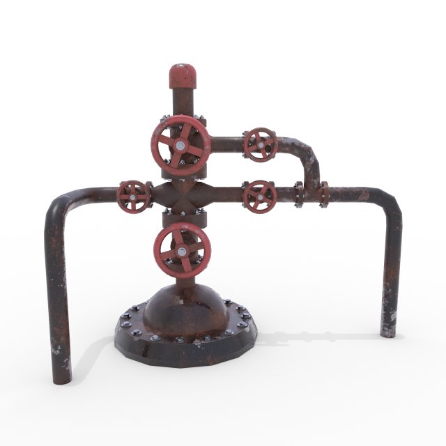 oil pumpjack wellhead weathered 2 3D Model .c4d .max .obj .3ds .fbx .stl .blend 