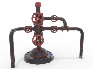 oil pumpjack wellhead weathered 2 3D Model