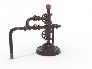 oil pumpjack wellhead weathered 2 3D Model