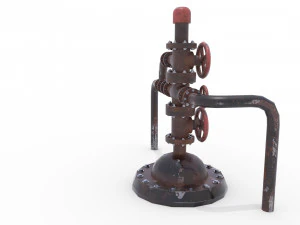 oil pumpjack wellhead weathered 2 3D Model
