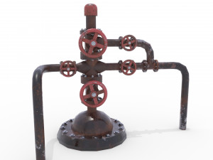 oil pumpjack wellhead weathered 2 3D Model