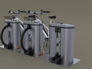 electric bicycle and station 3D Model