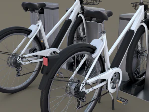 electric bicycle and station 3D Model