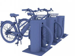 electric bicycle and station 3D Model