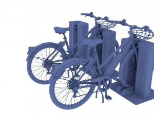 electric bicycle and station 3D Model