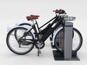 elektrikli bisiklet ve istasyon siyah 3D Model