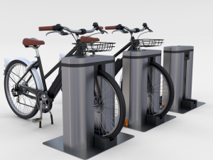 electric bicycle and station black Modello 3D